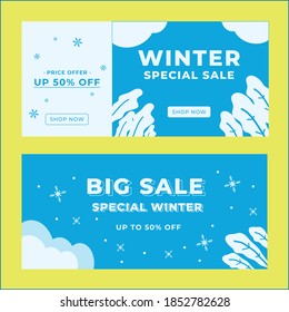 Banner web de invierno fondo moderno de plantilla para la venta promocional de negocios vector de diseño abstracto mínimo