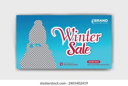 Winter web banner sale social media post banner template