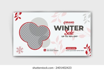 Winter web banner sale social media post banner template