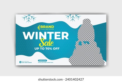 Winter web banner sale social media post banner template