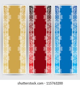 Winter web banners colors red blue golden