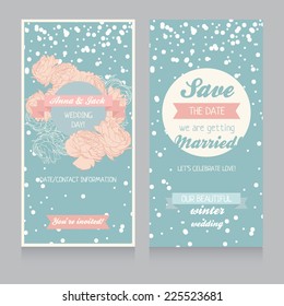 Winter Wedding Invitation Template, Vector Illustration