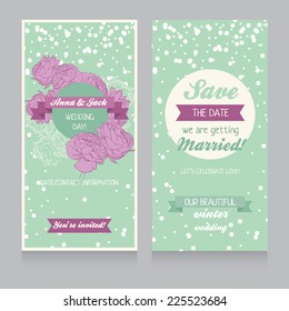 winter wedding invitation template, vector illustration