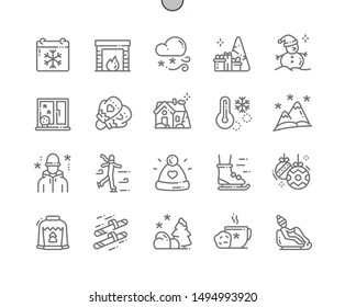 Winter Well-crafted Pixel Perfect Vector Thin Line Icons 30 2x Grid for Web Graphics and Apps. Simple Minimal Pictogram