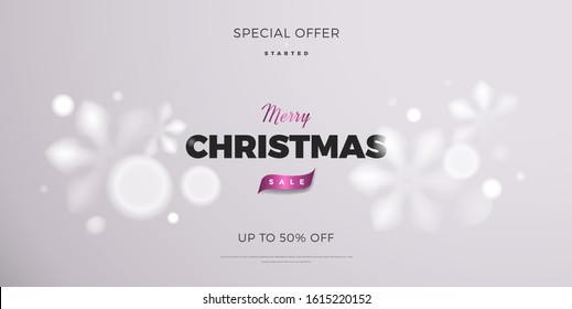 Winter white abstract background with snowflakes vector template