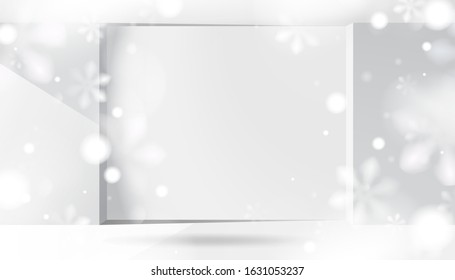 Winter white abstract background with snowflakes in the room vector template