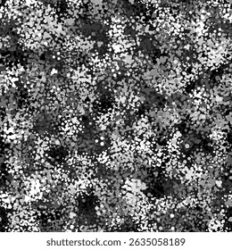 Winter white fleck camouflage, modern fashion textile design. Army uniform. Camo military grunge pattern. Monochrome, fashionable, fabric. Vector seamless texture.