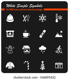 winter white simple symbols for web icons and user interface design