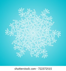 Winter white snowflake on blue background. Christmas element. Vector illustration.