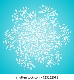 Winter white snowflake on blue background. Christmas element. Vector illustration.