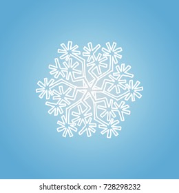 Winter white snowflake on blue background. Christmas element. Vector illustration