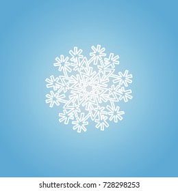 Winter white snowflake on blue background. Christmas element. Vector illustration