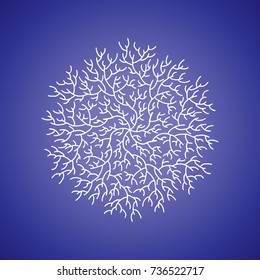 Winter white snowflake on blue background. Christmas element. Vector illustration.