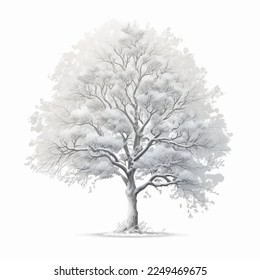winter white tree with snow in infographic style