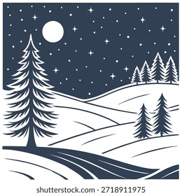 Branco de inverno padrão sem costura com lagos gelados neve coberta de colinas e céu estrelado para um inverno gelado noite efeito conceito como Frosty inverno noite padrão com lagos gelados neve coberta de colinas e céu estrelado para um design frio crocante no Photo Stock Concept e espaço vazio no lado esquerdo, sem texto —ar 7:2 —azulejo