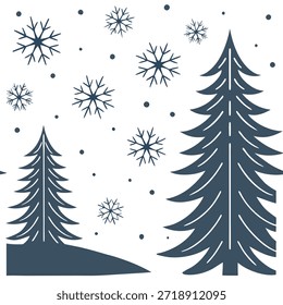 Winter whites seamless pattern with pine trees soft snowflakes and bright stars for a calm winter night sky concept as Calm winter night pattern with pine trees soft snowflakes and bright stars for a peaceful snow filled sky in Photo Stock Concept and empty space on the left side,no text --ar 7:2 --tile