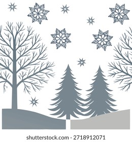 Branco de inverno padrão sem costura com flocos de neve árvores congeladas e neve macia para um design sereno pacífico de inverno como padrão branco de inverno sereno com flocos de neve árvores congeladas e neve macia perfeito para um design calmo e pacífico no conceito de stock de foto e espaço vazio no lado esquerdo, sem texto —ar 7:2 —azulejo