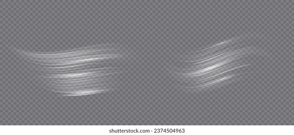 Winter wind air movement effect isolated on transparent background. Realistic vector symbol wind flows. Cold wind blowing on transparent background