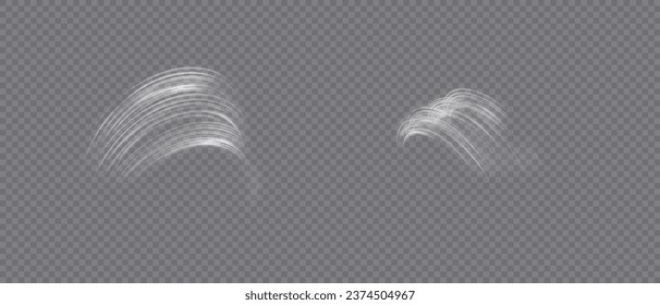 Winter wind air movement effect isolated on transparent background. Realistic vector symbol wind flows. Cold wind blowing on transparent background