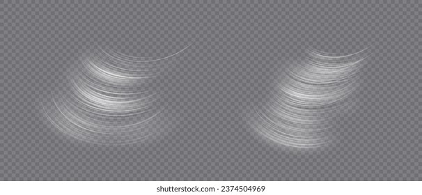 Winter wind air movement effect isolated on transparent background. Realistic vector symbol wind flows. Cold wind blowing on transparent background