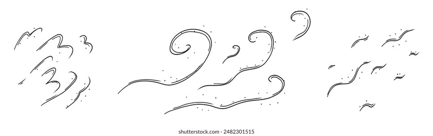 Winter wind effect with snow in line style. Vector illustration