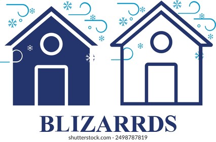 Winter Wind icon set isolated on white background. Editable colorful Icons of Cool Weather, Blizzard, Wind Storm, Ice mountain storm in fill and line style.