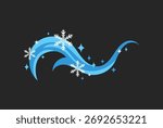 Winter wind with snowflakes hand drawn vector illustration, magic Christmas element for banners and cards
