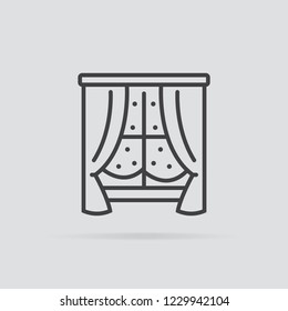 Winter window icon in flat style isolated on grey background. For your design, logo. Vector illustration.
