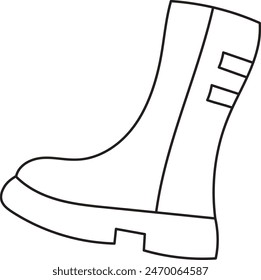 Winter Women Shoe Outline Vector Illustration