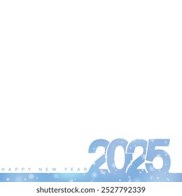 Winter Wonderland 2025 Projeto de Ano Novo com Flocos de Neve e Fundo Azul Gelado. Ilustração vetorial