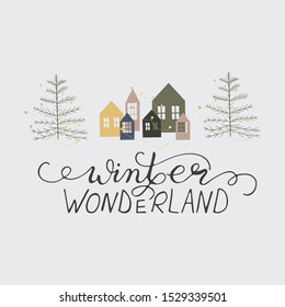 Winter Wonderland Card. Abstract Holiday Print.