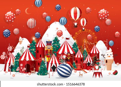 Winter wonderland Christmas greetings template vector/illustration