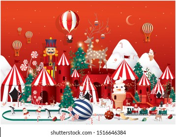 Winter wonderland Christmas greetings template vector/illustration