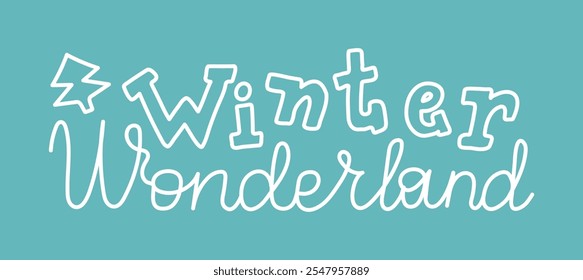 Winter wonderland design featuring playful typography symbolizes the joy and magic of the snowy season. Ideal for holiday events, decorations, or themed gatherings. Hand drawn wintertime lettering