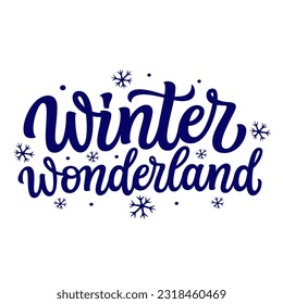 Winter wonderland. Hand lettering winter quote isolated on white background. Vector typography for posters, banners, cards, mugs, clothes, home decor