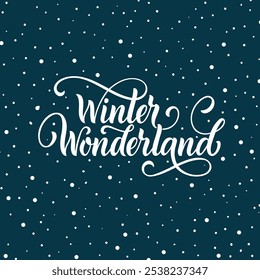 Winter wonderland handwritten text with stars and snowflakes. Hand lettering typography. Modern brush ink calligraphy. Vector illustration as greeting card, banner, poster, logo. Season's greeting