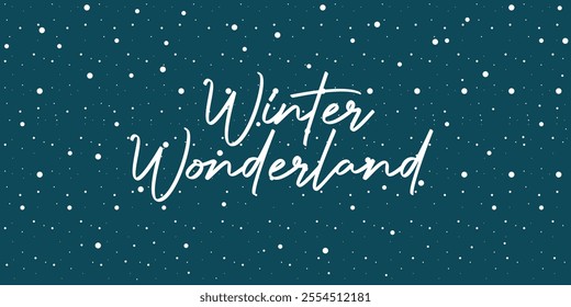 Winter wonderland handwritten text with stars and snowflakes. Hand lettering typography. Modern brush ink calligraphy