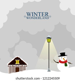 Winter wonderland landscape. Christmas season. Vector illustration design