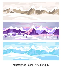 Winter wonderland. Winter landscape. The mountainous landscape. Winter set. Winter background