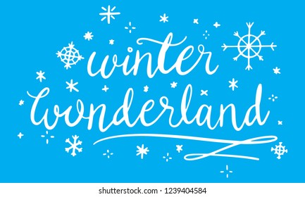 Winter Wonderland Lettering Typography Decorative Greetings Card 