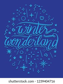 Winter Wonderland Lettering Typography Decorative Greetings Card 