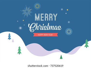 Winter wonderland, Merry Christmas banner, background and minimalistic greeting card