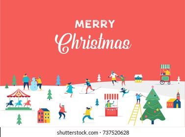 Winter Wonderland, Merry Christmas Banner, Background And Minimalistic Greeting Card