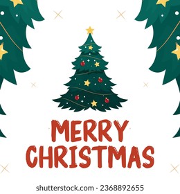 Winter Wonderland: Merry Christmas Holiday Celebration Card Illustration with Happy New Year Greeting and Festive Decoration on a Background