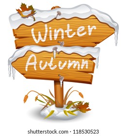 Winter wooden arrow icon