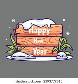 Winter wooden board sign vector