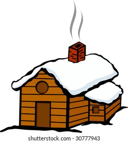 cabaña de madera de invierno