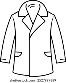 Winter wool coat. Vector outline icon.