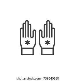 Winter wool gloves line icon, outline vector sign, linear style pictogram isolated on white. Symbol, logo illustration. Editable stroke