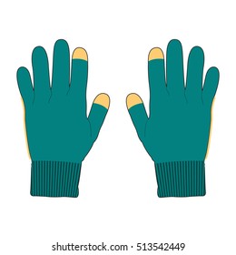 Winter Wool Gloves Vector